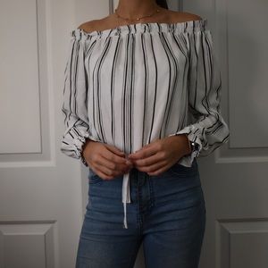 ❌SOLD❌ Striped Off The Shoulder Blouse